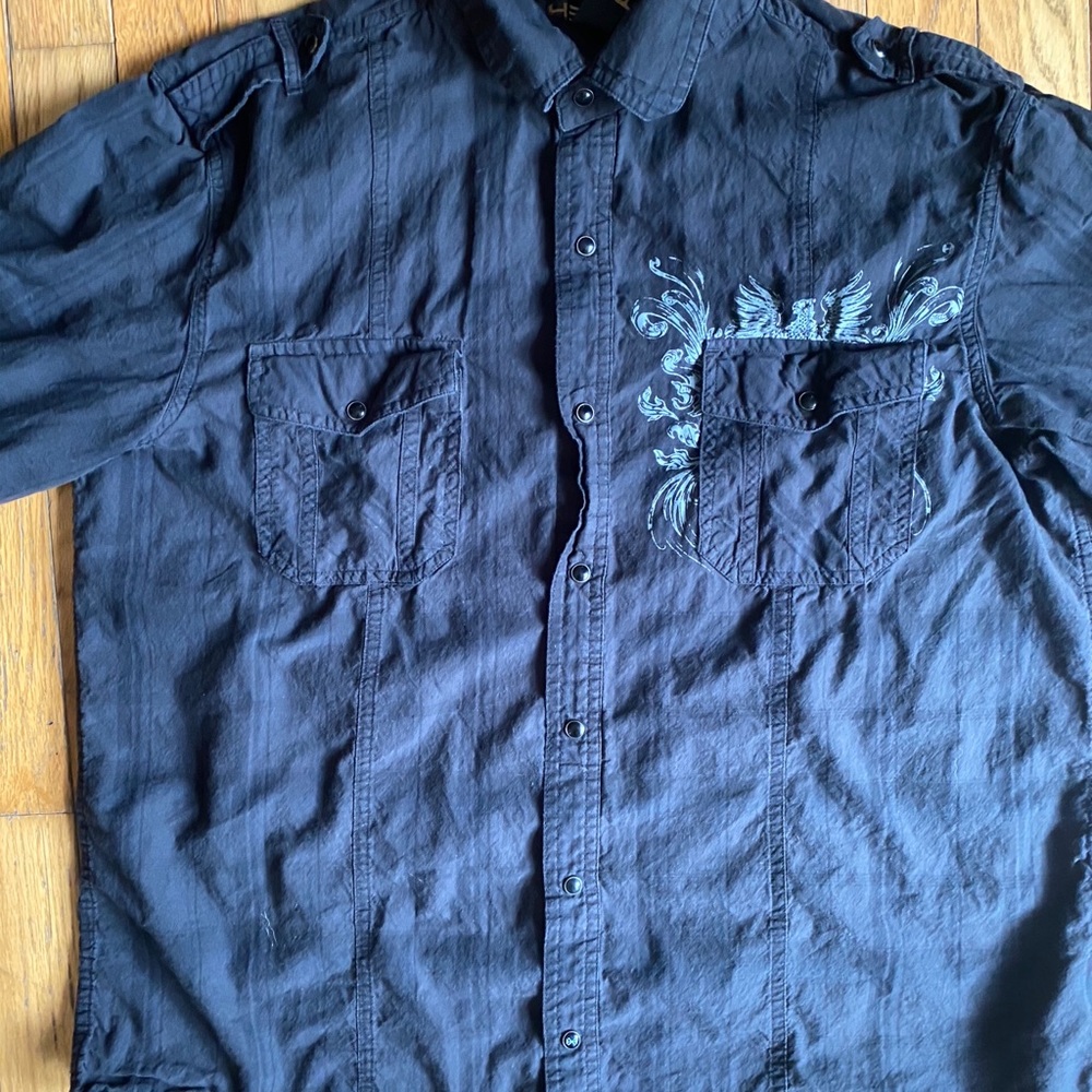 Mens Helix Black Button Up
